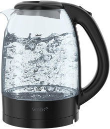 Чайник электрический Vitek VT-WK1012 1.7л. 2200Вт черный корпус: стекло