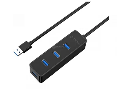 USB-хаб ORICO-W6PH4-U3-BK, USB 3.0 на 4xUSB 3.0, Чёрный