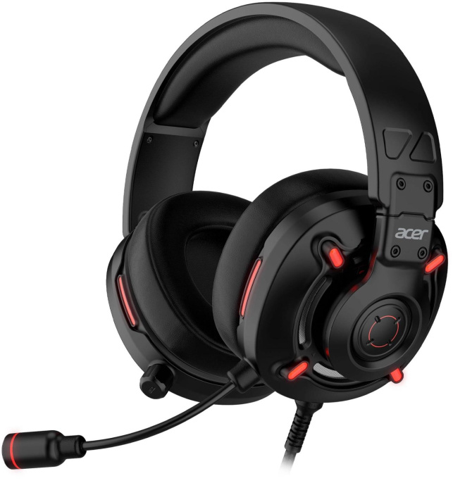 Гарнитура игровая Acer Nitro OHW306,  для компьютера, мониторные,  проводные, черный  / красный [zl.hdsee.00e]