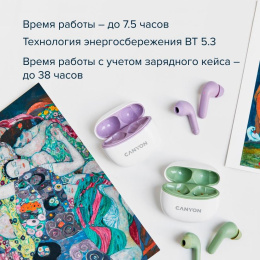 Гарнитура вкладыши Canyon TWS-5 фиолетовый беспроводные bluetooth в ушной раковине CNS-TWS5PU