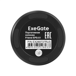 Портативная BT-колонка ExeGate Friend EPS-51 2*5Вт, 50-20000Гц, Bluetooth, с поддержкой USB и TF/microSD карт, FM, Li-Ion 1200mAh, цвет черный, RGB подсветка, зарядка USB Type-C, Color Box EX289737RUS