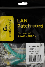 Патч-корд Premier PP12-1M/G 1000Гбит/с UTP 4 пары cat.5E CCA molded 1м зеленый RJ-45 m -RJ-45 m