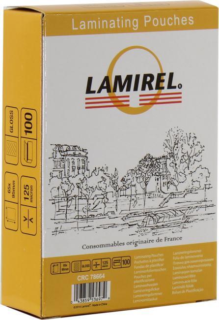 Пленка для ламинирования Fellowes Lamirel LA-7866401, 125мкм, 65х95 мм, 100шт., глянцевая