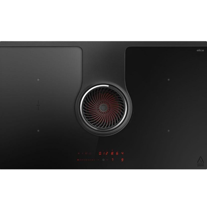 Варочная панель с вытяжкой ELICA, индукционная, 83 см, 4 конфорки, слайдерное управление, Booster, индикация остаточного тепла, таймер, определение наличия посуды, пауза, функция Bridge, 9 уровней мощности NIKOLATESLA ONE EVO BL/A/83-PRF0196318