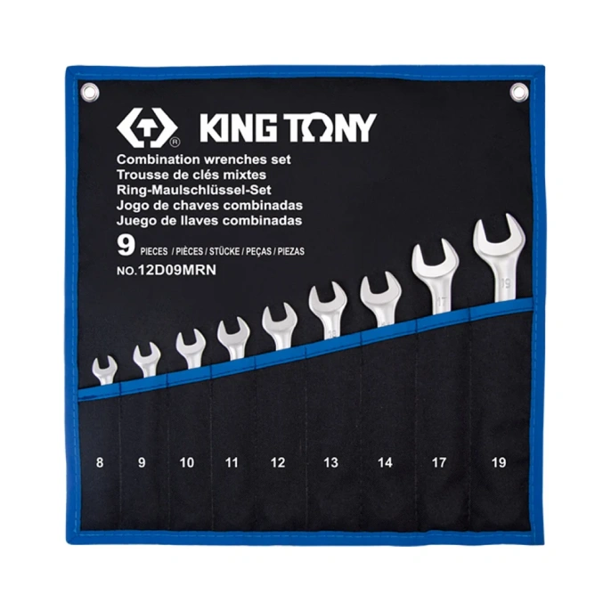 Набор комбинированных ключей KING TONY 8-19 мм, чехол из теторона, 9 предметов 12D09MRN