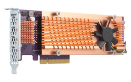 Плата расширения/ QNAP QM2-4P-384 Quad M.2 PCIe NVMe SSD expansion card; supports up to four M.2 2280 formfactor M.2 PCIe Gen3 x4 SSDs; PCIe Gen3 x8 host interface; Low-profile bracket pre-loaded, Low-profile flat and Full-height are bundled