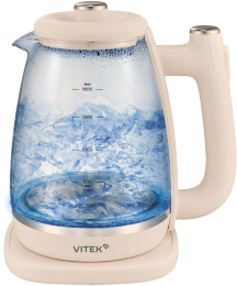 Чайник электрический Vitek VT-WK1072 1.7л. 1800Вт слоновая кость корпус: стекло