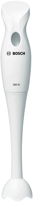 Блендер Bosch MSM6B100 погружной, мощность 250Вт, 1 скорость, нож блендера специальной формы из высококачественной нержавеющей стали, съемная ножка блендера из термоустойчивого пластика, белый
