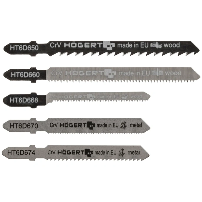 Набор полотен по металлу и дереву 5 шт для электролобзика HOEGERT TECHNIK HT6D690