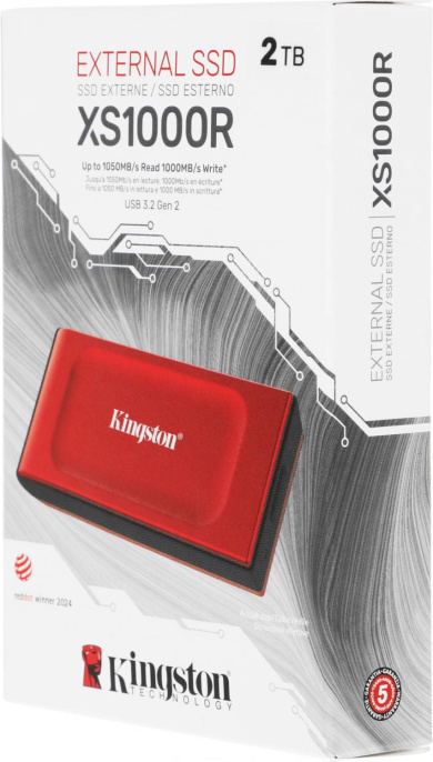 Внешний диск SSD Kingston XS1000 SXS1000R/2000G, 2ТБ, красный