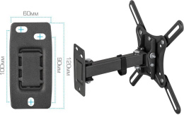 Кронштейн для телевизора Kromax CORBEL-4, 15-42", настенный, поворот и наклон,  черный [90464]