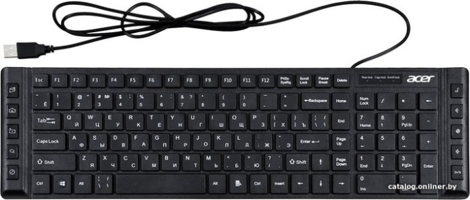 Клавиатура Acer OKW010 черный USB slim Multimedia ZL.KBDEE.002 кабель 1.45м