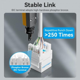 Модуль Vention Keystone Jack Cat.6 неэкранированный 180 градусов Белый (IRHW0)