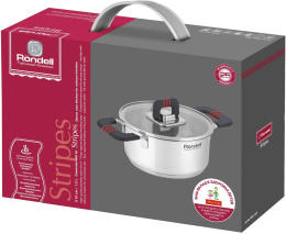 Кастрюля 1.2л Rondell Stripes RDS-1636,  нержавеющая сталь, с крышкой