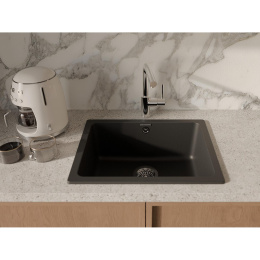 Кухонная мойка RIVELATO RIVELATO Мойка BERKANA 50 1-чаш 560*430, монтаж: универсальный, материал: кварц, цвет: черный BK-50 nero