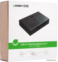 Сплиттер UGREEN 30345 30345 USB 2.0 Sharing S Witch 2x1. Цвет: черный