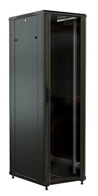 Шкаф коммутационный WRline (WR-TT-2766-AS-RAL9004) напольный 27U 600x600мм пер.дв.стекл задн.дв.стал.лист 2 бок.пан. 800кг черный 510мм 1388мм IP20 сталь