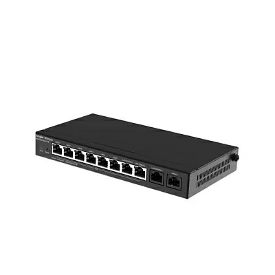 Маршрутизатор Reyee Desktop 10-port full gigabit router, providing one WAN port, six LAN ports, and three LAN/WAN ports; supporting eight PoE/PoE+ interfaces and maximum 110 W PoE power; recommended concurrency of