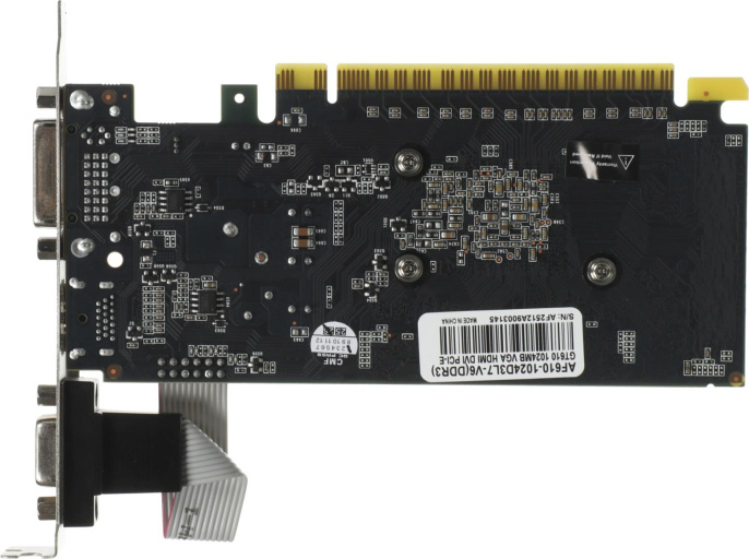 Видеокарта Afox PCI-E 3.0 AF610-1024D3L7-V6 NVIDIA GeForce GT 610 1Gb 64bit DDR3 810/1333 DVIx1 HDMIx1 CRTx1 HDCP Ret