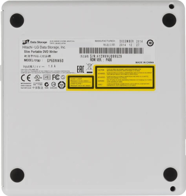 Оптический привод/ LG DVD-RW ext. White Slim Ret. USB2.0 совместим с 3.0