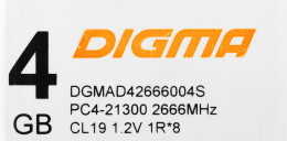 Оперативная память Digma DGMAD42666004S DDR4 -  1x 4ГБ 2666МГц, DIMM,  Ret