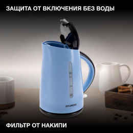 Чайник электрический Hyundai HYK-P2028 1.7л. 2200Вт голубой/серый корпус: пластик