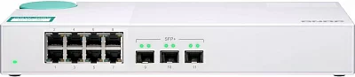 Коммутатор QNAP QSW-308S Unmanaged 10 Gb / s switch with 3 SFP + ports and 8 1 Gb / s RJ-45 ports, throughput up to 76 Gb / s, JumboFrame support