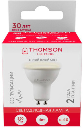 Лампа светодиодная Thomson TH-B2103 4Вт цок.:GU10 рефлек. 220B св.свеч.бел.теп. MR16 упак.:1шт