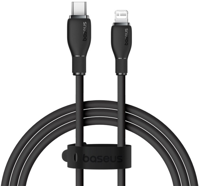 Кабель Baseus P10355701111-00 Pudding Series Fast Charging Type-C to iP 20W 1.2m Cluster Black передача данных, питание устройств, скорость передачи: 480Mbps, материал: TPE