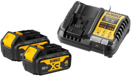 Энергокомплект DeWalt DCB1104M2-QW набор из АКБ 2шт и ЗУ, напряжение аккумулятора: 18В, емкость аккумулятора: 4А·ч, устройство аккумулятора: слайдер, тип аккумулятора: Li-Ion, индикатор заряда, защита от перегрева