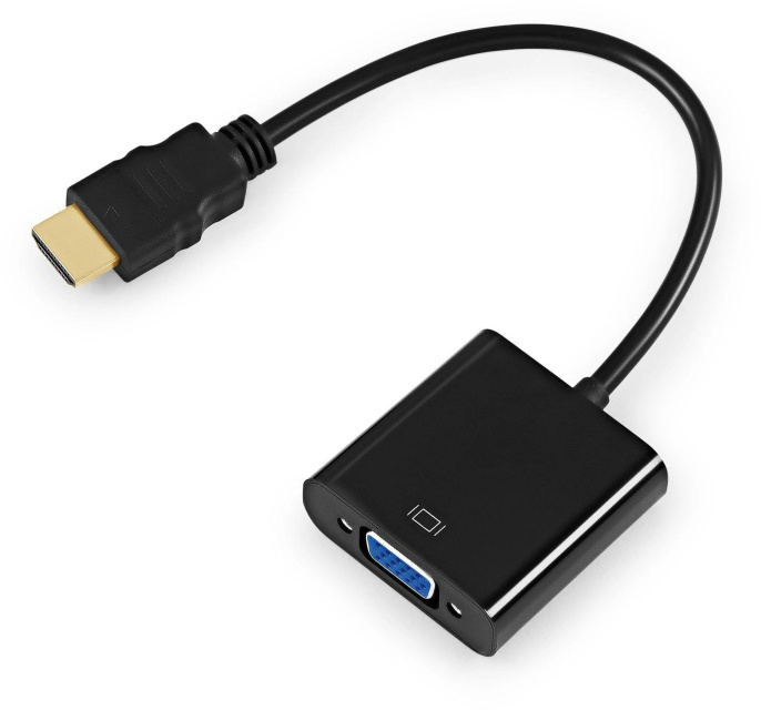 Переходник VGA KINGPRICE KP-HDMI(m)-VGA(f),  HDMI (m) -  VGA (f),  0.1м,  черный