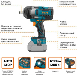 ГАЙКОВЕРТ АККУМУЛЯТОРНЫЙ BORT BSR-21U-XL 2100НМ; БЕЗ АКБ И ЗУ [93418644] { 2100 Нм, 0-2700 об/мин, акб Li-Ion, аккумуляторная система Makita 18V LXT 18 В, вес 4.5 кг }