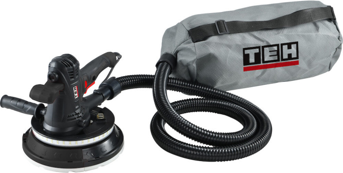 Шлифмашина для стен и потолков TEH TS22513 (мощность: 1280 Вт, 1400-2600 об/мин, диаметр шлифплатформы: 215 мм, регулировка оборотов, подсветка, мешок для сбора пыли)