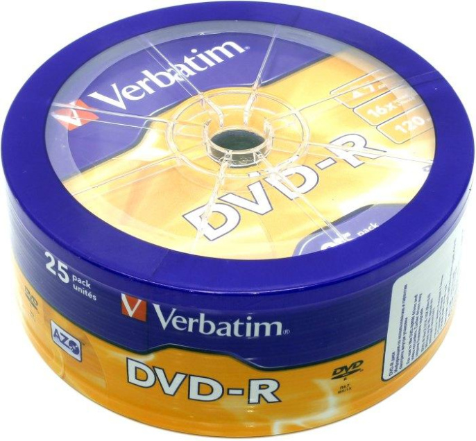 Диск DVD-R Verbatim 4.7Gb 16x wagon wheel 25шт 43730