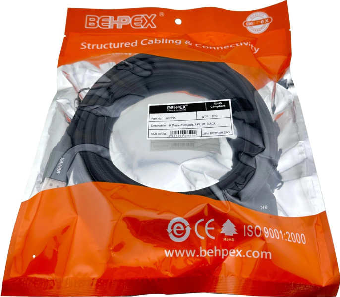 NONAME Кабель ver1.4 DisplayPort m DisplayPort m 5м черный BEHPEX 1992235