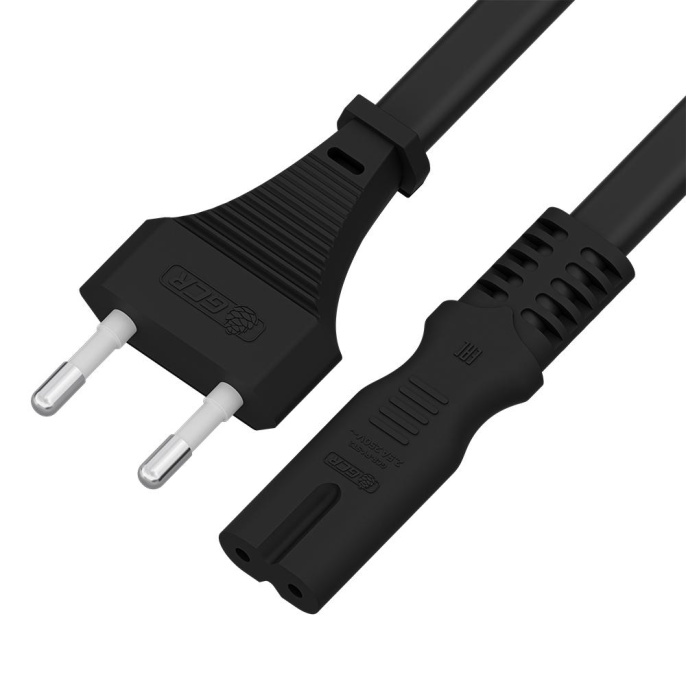 GCR Кабель питания 1.0m, CEE 7/16 / IEC C7, черный, 2*0,5mm, GCR-54292