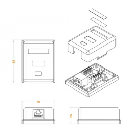 Розетка Hyperline (SB1-1-8P8C-C6-SH-WH)RJ45 1 кат.6 FTP бел. (упак.:1шт)