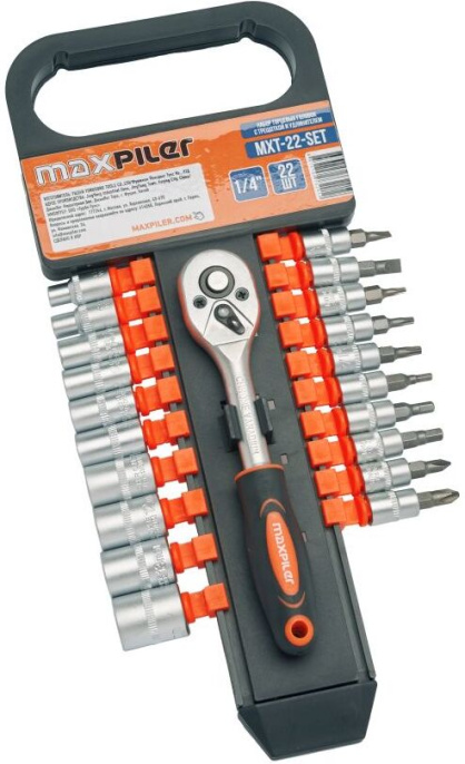Набор головок MaxPiler MXT-22-SET 21 предмет (с трещоткой, 1/4")