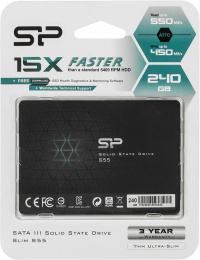 SSD накопитель Silicon Power Slim S55 SP240GBSS3S55S25 240ГБ, 2.5", SATA III,  SATA
