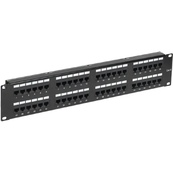 Rexant 02-0232 Панель коммутационная с кабельными органайзерами 19", 2U, 48 портов, RJ-45, CAT 6, UTP PRO