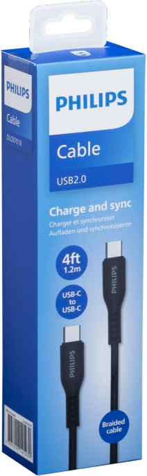 Кабель Philips DLC8701,  USB Type-C (m) -  USB Type-C (m),  1.2м,  3A,  черный