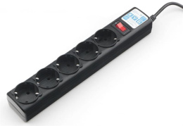 Сетевой фильтр Power Cube 1,9 метра, 5 розеток с заземлением, 10А/2,2кВт, Сечение провода: 3*0.75 мм, цвет черный, 4 года гарантии, Россия, МПТ (SPG5-C2)