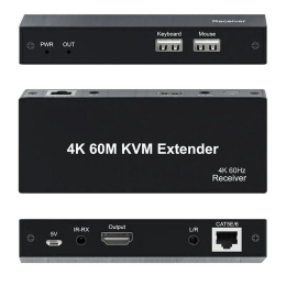 ORIENT VE070, HDMI 2.0 KVM extender Tx+Rx , HDMI+USB+Audio удлинитель до 60 м по витой паре Cat6, HDMI 2.0, 4K@60Hz, HDCP, дополнительный выход HDMI, передача ИК сигнала управления 33336