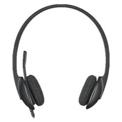 Гарнитура Logitech H340, для контактных центров, накладные, проводные, черный [981-000475]