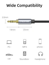 Удлинительный аудиокабель CABLETIME CF11H (CT-AV311-P11F-SG1) AUX стерео 3,5 мм (1/8") штекер-штекер, медный, черный ПВХ нейлоновый