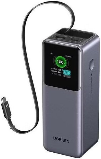 Внешний аккумулятор Ugreen PB726 20000mAh (серый) 20000 мА·ч (72 Вт·ч), выходы: 3 x 5V/9V/12V/15V/20V (5000 мА), быстрая зарядка