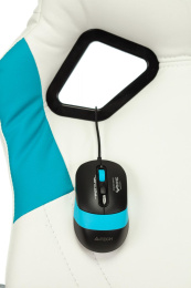 Кресло игровое ZOMBIE RUNNER, на колесиках, экокожа, белый/голубой [zombie runner white]