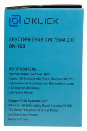 Колонки Oklick OK-160,  2.0,  черный [417559]