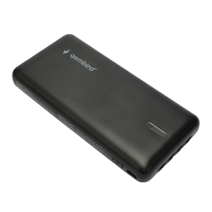 Gembird Портативный аккумулятор, 10000мАч, 2A, 4 встр.кабеля, черный GPB-10C
