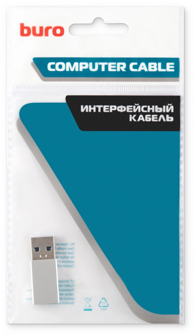 Адаптер Buro USB A(m) -  USB Type-C (f),  серебристый [bu-usb2-am-cf]